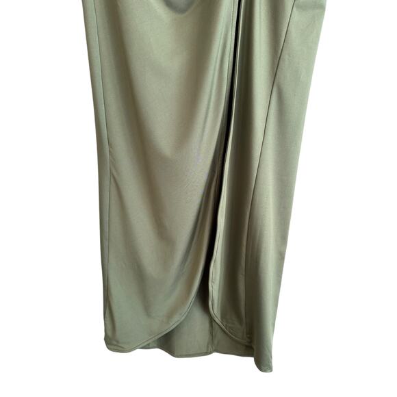 Superdown Marie Midi High Slit Mini Skirt Olive Green Stretchy Size Small - Picture 8 of 11